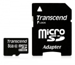 Transcend microSDXC/SDHC Class 10 8 GB adapteriga