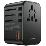 USAMS Adapter siec 1xUSB+2xUSB-C T62 65W 4w1 US/AU/EU/UK czarny/must CC199TC01 (US-CC199) Univesal reisilaadija