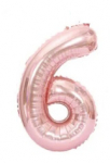 Riff 1m Folio Balloon Number 6 Glossy Pink