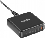 FoneKit GaN PD 200W elektrilaadija, USB-A + 5 x USB-C, must (PDT-007)