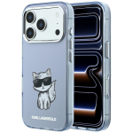 Karl Lagerfeld Etui IML Choupette Body Sketch Print MagSafe do iPhone 18 Pro Max / 17 Pro Max jasno niebieski