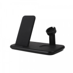 GEAR Wireless Tripple QI Charger USB-C Port 20W tot. Black Mobile/Watch/Airpods