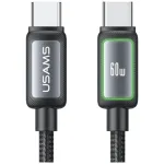 USAMS Al-Alloy SJ815 U110 RGB Kiirelaadimisega 60W USB-C l Lightning kaabel 1,2 m Must