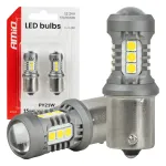 Amio LED-lambid STANDARD BAU15S PY21W 3030 15SMD Valged 12/24V -05001