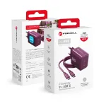 Telefonilaadija Forcell F-Energy GaN III Crystal Color 2x USB C AVS SSFC3.0 60W + silikoonikaabel USB C kuni USB C VT-60 burgund