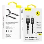 Blavec Raptor CRA-UL2BG30 andmelekut ja laadimiskaabel | USB-A kuni Lightning | 10W | 3m | must, hall