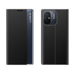 Hurtel Uus Xiaomi Redmi 11A / Poco C55 / Redmi 12C nutitelefonile meldud kaitsekoti, flip-tpi alustaga, must