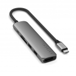 Satechi 6-1 USB-C lhikonsoli adapter (USB-C, 2x USB-A, 4K HDMI, micro/SD-kartide lugemisdevi) (hall)