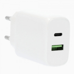 GEAR Laadija 220V 1xUSB-C + 1xUSB-A PD/PPS 25W + 18W QC Valge
