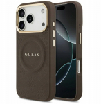 GUESS iPhone'i 17 Pro kest, hildub MagSafe'iga GUHMP17LPSAMSECW (PU W/ Peony Hot Stamp) pruun
