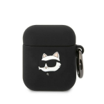 Karl Lagerfeld KLA2RUNCHK AirPods 1/2 kate tarny/must Silikoonist Choupette Head 3D