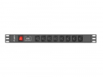 LANBERG eesti: 19" racki PDU 1U 16A 2m 8x IEC C13 must C20Eesti: 19" racki PDU 1U 16A 2m 8x IEC C13 must C20