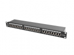 LANBERG Patch Panel 24 port 1U 19" kat.5E FTP ekranowany czarny
