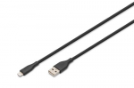 Digitus Lightning-silikoonsdamikuga henduskaabel, USB-A - Lightning 0,5m, must