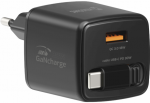 Swissten SlideCHARGE 30W GaN laadija, USB-A 18W, sisemisteletava 0,75 m USB-C kaabliga, must
