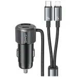 USAMS YT Series CC287 autolaadija | 66W | USB-A, USB-C | koos kaasasoleva USB-C kuni USB-C/Lightning-kaabliga