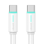 USAMS 1m USB-C/USB-C kaabel SJ734 60W biay/valge YU seeria SJ734USB02 (US-SJ734)