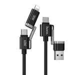 Kaabel 4w1 USB A/USB C kuni USB C/Lightning Hoco 3A 60W 1,2 m U155 must