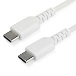 StarTech.com 91 cm (1 m) USB-C kiirelaadimiskaabel, vastupidav, laadimine ja snkroniseerimine, 60 W (3 A) PD, USB 2.0, valge TPE-kest ja aramiidist kiud - USB-C laadimisjuhe