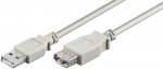 MicroConnect USB2.0 Extension A-A 3m M-F Light Grey
