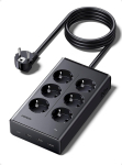 UGREEN S622 pikendusjuhe 1,3 m, 6 pistoraketiga ja USB-laadijaga (3x USB-A kuni 15W, 1x USB-C kuni 20W) / must