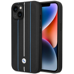 BMW Etui BMHCP14S22RVSK iPhone 14 / 15 / 13 6.1" tarny/must hardcase nahast tempel Sinised jooned