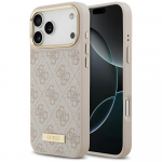 GUESS Etui 4G Logo Plaadi MagSafe iPhone'ile 17 Pro Max roosa