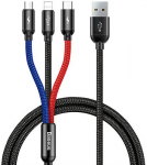 Baseus CAMLT-ASY01 USB-kaabel 0,3 m USB A USB C/Micro USB A/Lightning must