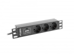 LANBERG PDU-03F-0200-BK toitejaotusksus (PDU) 3 vahelduvvoolu pistikupesaga 1U must