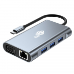 TB 8in1-adapter USB C HDMI x2 USB VGA RJ45 PD