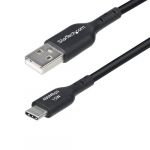 StarTech.com 6,6 jalga (2 meetrit) USB-A to USB-C laadimiskaabel, laadimine ja andmete snkroniseerimine, 3A, USB 2.0, TPE mbris must laadimiskaabel