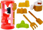 LEAN Toys Set of Sand Toys, Grinder, Molds, Castles, Watering Can, Pink