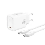 XO seinaseoome CE53 PD 30W 1x USB-C valge + USB-C - USB-C kaabel