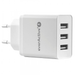 Everactive TELEFONILAADIJA 3X USB 3, 4A VALGE