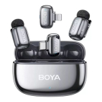 Boya Microphone Wireless Mini 2-01 2.4GHz, tehisintellektiga mrahelenduse vhendamisega, 2 saatjaga ja 2 vastuvtjaga (Type-C ja Lightning) Space Gray