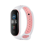 Beline rihma disain Mi Band 7/6/5 valge-roosa / valge-roosa