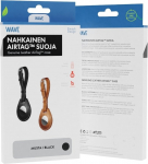 Wave Genuine Leather AirTag Case With Buckle Fastering, Black