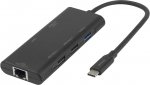 Deltaco 6-1 USB-C leminekukarp, must (USBC-HDMI31)
