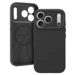 Liavec Silk Shield -kinnitus, millel on metallist kaameraraam, iPhone 18 Pro/17 Pro jaoks, must