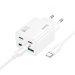Hoco telefonilaadija 2 x USB-C + 2 x USB-A QC3.0 PD 3A 30W + USB-C kuni USB-C kaabel N56 valge