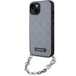 Karl Lagerfeld KLHCP14SSACKLHHPG iPhone 14 / 15 / 13 6.1" srebrny/hbedane kvakott Saffiano monogrammiga ketti