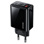 USAMS ad. siec. 1xUSB-C+1xUSB T40 20W LED (ainult pea) PD3.0 +QC3.0 kiirlaadimine czarny/must CC133TC01 (US-CC133)