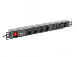 LANBERG 19" racki PDU 1U, 16A, 4x PL, 4x IEC C13, 2m, mustTranslation: 19" rack PDU 1U, 16A, 4x PL, 4x IEC C13, 2m, black