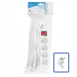 LOGON PROFESSIONAL 4-WAY POWER STRIP: WHITE - ON/OFF SWITCH - 5M CABLE