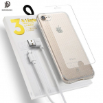 Dux Ducis 3-in-1 komplekt / 0,3 mm tagakaas / karastatud klaas 9H / Micro USB andekaabel 90 cm valge / Samsung J330 Galaxy J3 (2017) jaoks