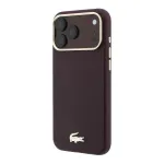 Lacoste PU nahast Champs Elysees Gold Logo MagSafe kaitsekast iPhone 18 Pro'le, vrv: burgundi