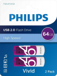 PHILIPS 64 GB USB 2.0 2-pakendis Vivid Edition Magic Purple FM64FD05D/00
