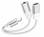 SWISSTEN Swissten Textile USB-C / USB-C / Aux 3.5mm Charging Audio Adapter 0.12m