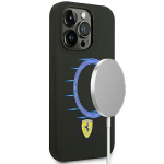FERRARI FESSIHMP14XBK iPhone 14 Pro Max 6,7" must rangske silikoonist metallist logoga MagSafe-kompakt