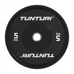 Weight plate TUNTURI Platinum Bumper Plate, black, 50mm, 5 kg